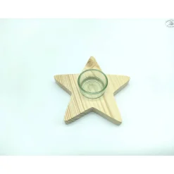 Stern-Teelichthalter mit Glaseinsatz / Holzstern