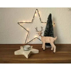 Stern-Teelichthalter mit Glaseinsatz / Holzstern