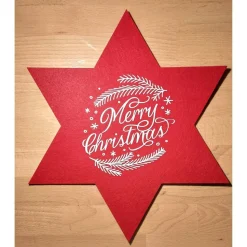 Sternuntersetzer/Platzset aus Filz mit der Aufschrift Merry Christmas, Weihnachten in rot und grau