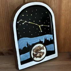 Sternzeichen Wunschanfertigung Unikat - 1 Relief  aus Stuckgips mit Anhänger Bemalt - Geburtstagsgeschenk Geburt