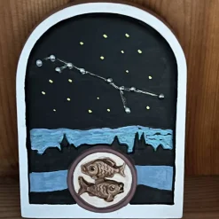 Sternzeichen Wunschanfertigung Unikat - 1 Relief  aus Stuckgips mit Anhänger Bemalt - Geburtstagsgeschenk Geburt