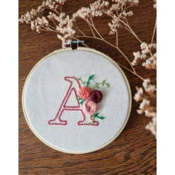 Stickbild Monogramm / Initialen - personalisiertes Geschenk zur Geburt ( 15 cm Rahmen)