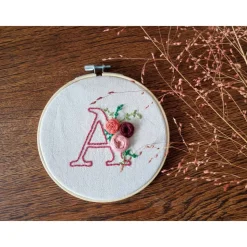 Stickbild Monogramm / Initialen - personalisiertes Geschenk zur Geburt ( 15 cm Rahmen)