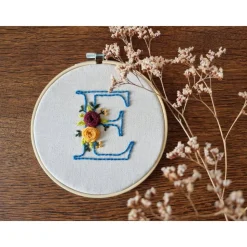 Stickbild Monogramm / Initialen - personalisiertes Geschenk zur Geburt ( 15 cm Rahmen)