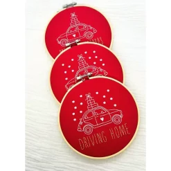 Stickrahmen Merry Chistmas Stickbild Weihnachtszauber Weihnachtsdeko Stickbild Weihnachtsauto Weihnachtsgeschenk