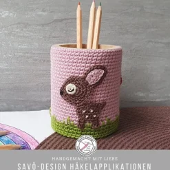 Stiftebecher für Kinder mit Reh und Fliegenpilz – Handgemachter Holzbecher Utensilo