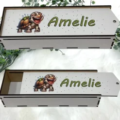 Stiftebox aus Holz personalisiert | Geschenk Einschulung| Federmäppchen Stifte Etui | Stifthalter Schildkröte