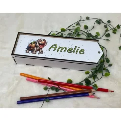 Stiftebox aus Holz personalisiert | Geschenk Einschulung| Federmäppchen Stifte Etui | Stifthalter Schildkröte