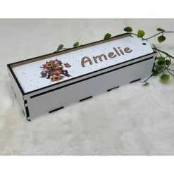 Stiftebox aus Holz personalisiert | Geschenk Einschulung| Federmäppchen Stifte Etui | Stifthalter Pferd