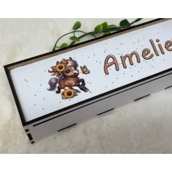 Stiftebox aus Holz personalisiert | Geschenk Einschulung| Federmäppchen Stifte Etui | Stifthalter Pferd