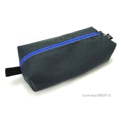 Stiftemäppchen anthrazit royalblau, Federmäppchen Universaltasche Schlamper, Kastentasche Kosmetik, by BuntMixxDESIGN