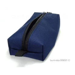 Stiftemäppchen dunkel BLAU Federmäppchen Universaltasche Schlamper, boxybag Kosmetik, by BuntMixxDESIGN