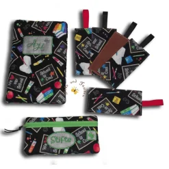 Stiftemäppchen Federmäppchen School is Cool personalisiert mit gesticktem Namen Geschenkidee Schlamperetui