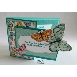 Stilvoll geformte Glückwunschkarte zum Geburtstag Stampin up! Mit Schmetterlingen handgefertigtes Unikat