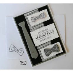 Stilvolle 3D Geburtstagskarte für Väter/ Papas mit Grußtext in Weiß/Grau Handarbeit Stampin'Up!