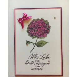 Stilvolle 3D Geburtstagskarte Muttertagskarte mit Grußtext in Weiß/Lila Handarbeit Stampin'Up!