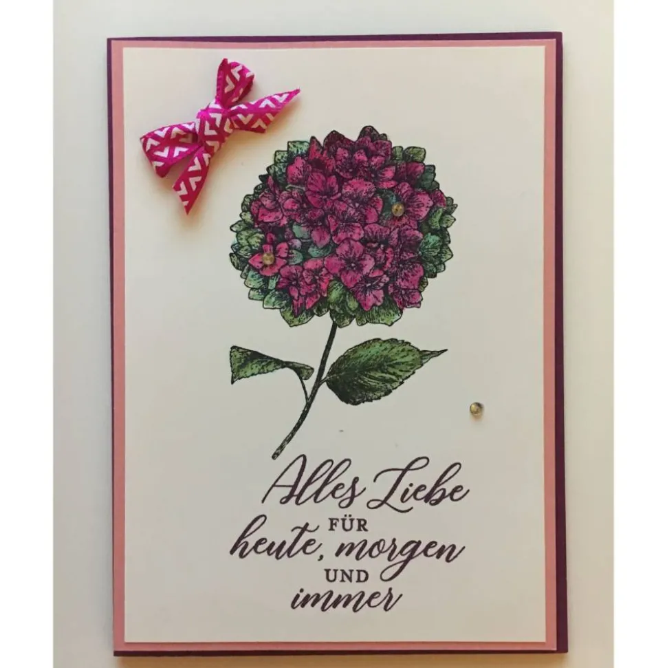 Stilvolle 3D Geburtstagskarte Muttertagskarte mit Grußtext in Weiß/Lila Handarbeit Stampin'Up!