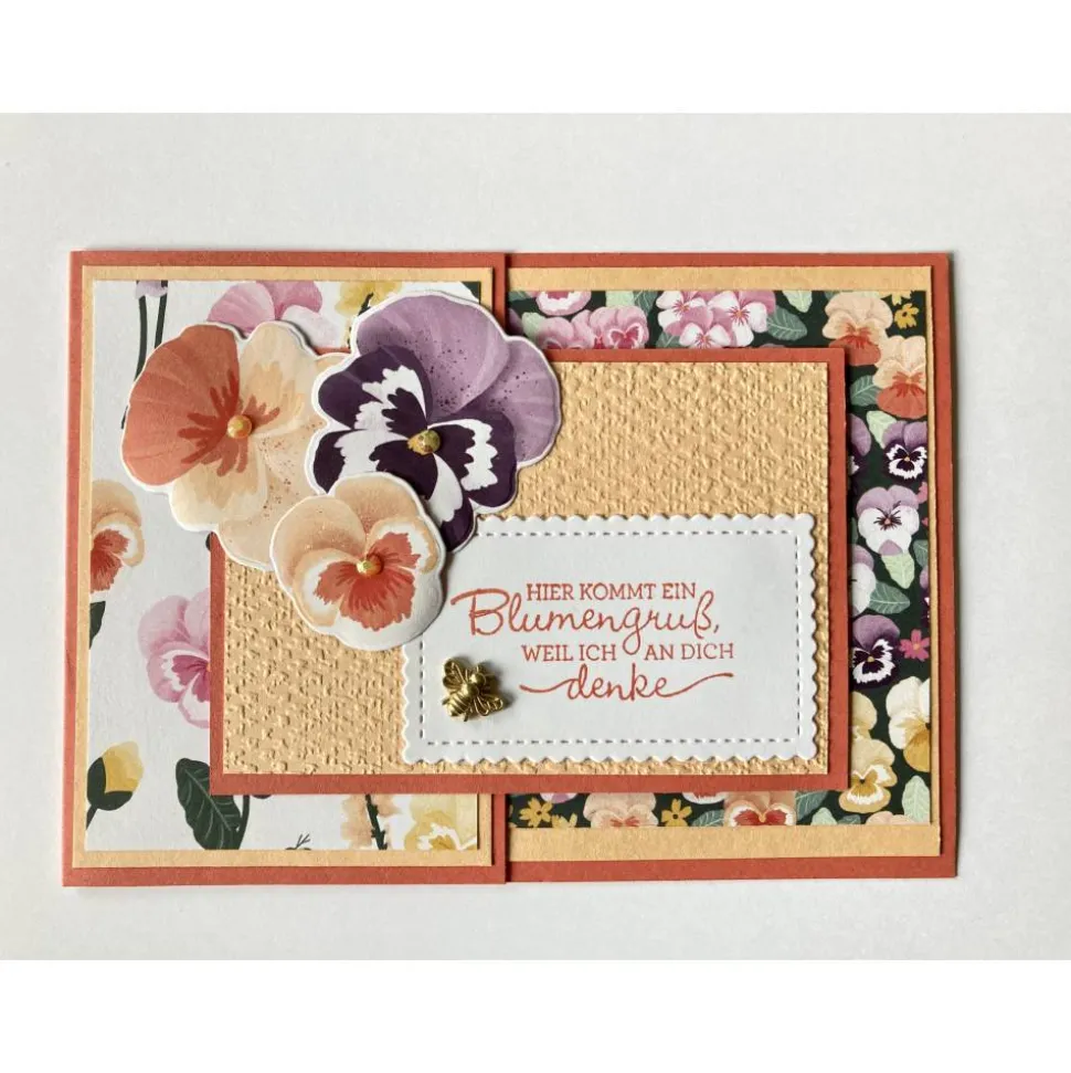 Stilvolle 3D Muttertagskarte Grußkarte mit Stiefmütterchen Stampin up!Handarbeit Unikat