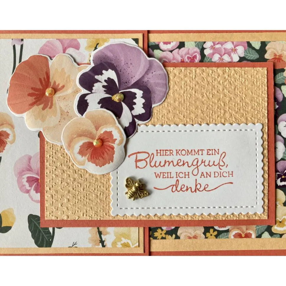 Stilvolle 3D Muttertagskarte Grußkarte mit Stiefmütterchen Stampin up!Handarbeit Unikat