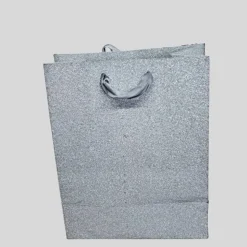 Stilvolle silberne Glitter-Geschenktasche mit 3D-Motiv