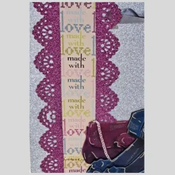 Stilvolle silberne Glitter-Geschenktasche mit 3D-Motiv