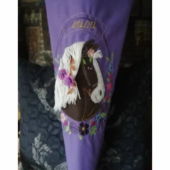 Stoff Schultüte mit Wunschname + Pferd, Stoff Zuckertüte, mit Wunschname + Pferde-Stickbild, Zuckertüte