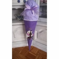 Stoff Schultüte mit Wunschname + Pferd, Stoff Zuckertüte, mit Wunschname + Pferde-Stickbild, Zuckertüte