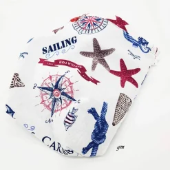 Stoffbeutel maritim – Geschenkverpackung wiederverwendbar, Unikat, 32x31 cm