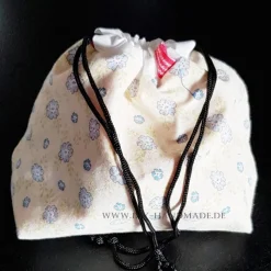 Stoffbeutel mit Zugbändern – Pompadourbeutel aus Vintage Baumwolle, 21 x 22 cm, Handgemacht, Unikat