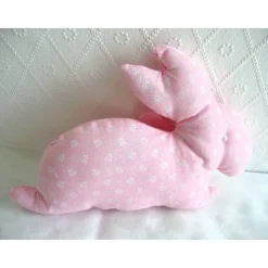 Stoffhase ROSI Osterhase in rosa mit Blümchen genäht von Hobbyhaus