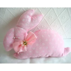 Stoffhase ROSI Osterhase in rosa mit Blümchen genäht von Hobbyhaus