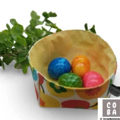 Stoffkörbchen Apfel Retro Design – Osternest aus Baumwolle, verstärkt, Deko & Aufbewahrung
