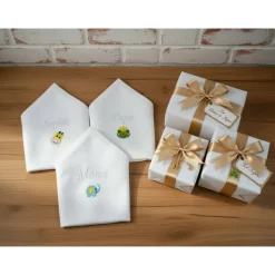 Stoffservietten Geburtstag Taufe mit Namen und Tiermotiv