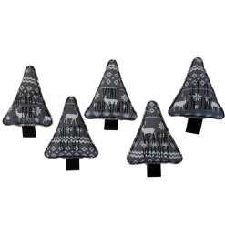 Stofftannenbäume 5er Set bestickt, Baumhänger, Geschenkanhänger