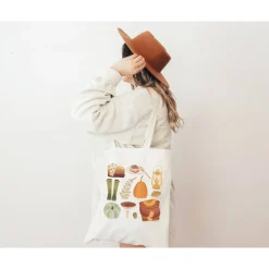 Stofftasche Herbst Jutebeutel Autumn Essentials - Bibliothektasche - Geschenk Herbst - Geschenkidee Herbstmuster - Jutet