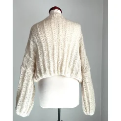 Strickjacke, Brautjacke, Cardigan, Creme, Oversize, Grobstrickjacke ,Onesize, Home,Damen, Sweater, Handarbeit, Bolero, S