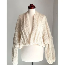 Strickjacke, Brautjacke, Cardigan, Creme, Oversize, Grobstrickjacke ,Onesize, Home,Damen, Sweater, Handarbeit, Bolero, S