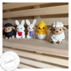 Stricktiere Osterfiguren 3D Druck Set – 5er Set Hasen, Lamm & Küken Osterdeko