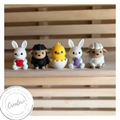 Stricktiere Osterfiguren 3D Druck Set – 5er Set Hasen, Lamm & Küken Osterdeko