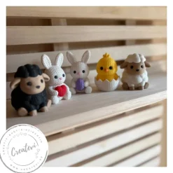 Stricktiere Osterfiguren 3D Druck Set – 5er Set Hasen, Lamm & Küken Osterdeko