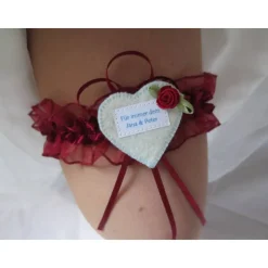 Strumpfband, Braut-Strumpfband, Hochzeitsstrumpfband, weinrot, Braut, Hochzeit, Wunschtext