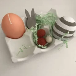 Stylisches Eiertablett aus Beton, Eierpappe für 6 Eier zur Dekoration, grau oder weiß, 9,5 x 14 cm