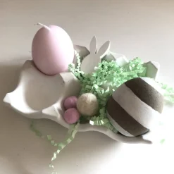 Stylisches Eiertablett aus Beton, Eierpappe für 6 Eier zur Dekoration, grau oder weiß, 9,5 x 14 cm