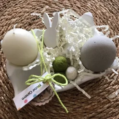 Stylisches Eiertablett aus Beton, Eierpappe für 6 Eier zur Dekoration, grau oder weiß, 9,5 x 14 cm