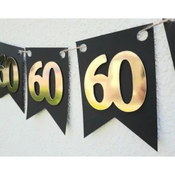 Super edle Girlande zum 60. Geburtstag Jubiläum Hochzeitstag Gold und Schwarz handgefertigt