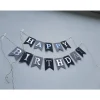Super edle Girlande zum Geburtstag Happy Birthday auf Wunsch personalisiert mit Wunschnamen Silber Grau und Schwarz