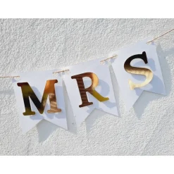 Super edle Girlande zur Hochzeit MR & MR in Gold und Weiß auf Wunsch personalisiert mit Wunschnamen Namensgirl