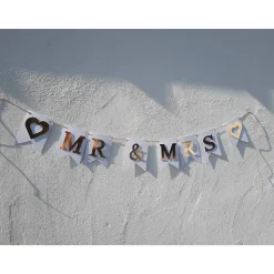 Super edle Girlande zur Hochzeit MR & MR in Gold und Weiß auf Wunsch personalisiert mit Wunschnamen Namensgirl