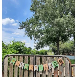 Super elegante Girlande zum Ruhestand / Rente / in Grün, Beige, Grau und Gold Glücksklee Abschied Willkommen im Ruhestan