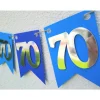 Super elegante Girlande zum 70. Geburtstag Jubiläum Silber und Blau handgefertigt Zahlengirlande Happy Birthday Dekorati
